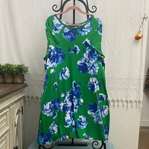 Isaac Mizrahi Live! Green Blue Floral Dress | 3XP | Pockets | NWOT